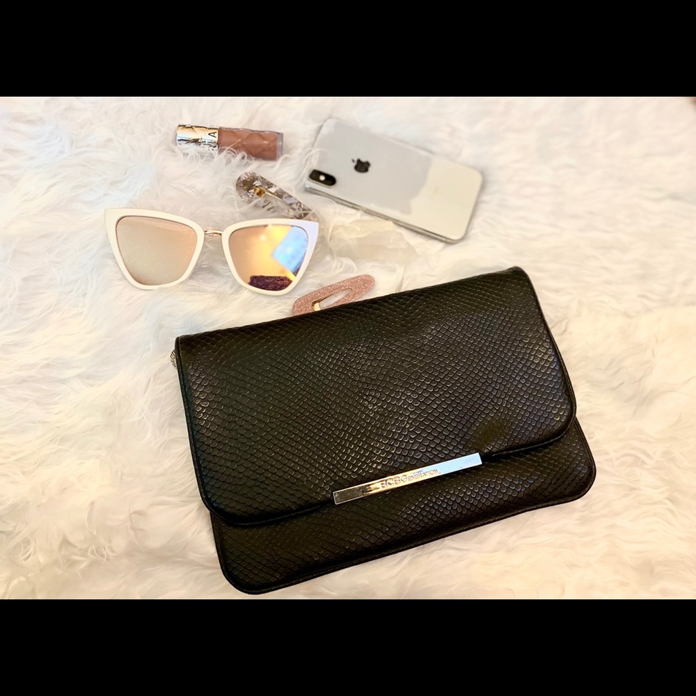 BCBG Faux Snakeskin Bag with Metal Strap